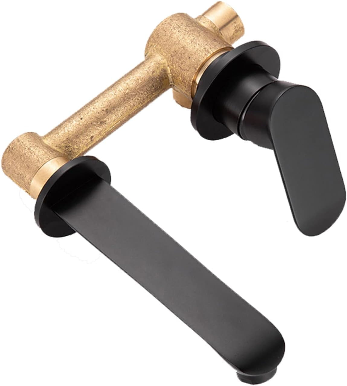 Wall Mounted Bathroom Sink Faucet Black, Hot and Cold, 2-Hole Single Handle Bathroom Sink Faucets, 360 Swivel Spout Sink Faucet, Split