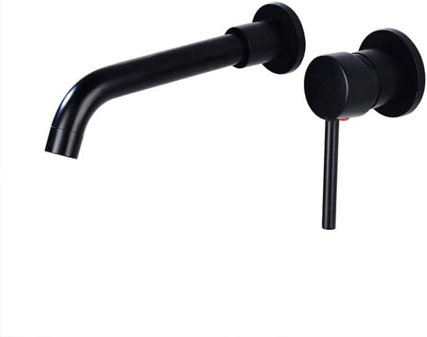 Wall Mounted Bathroom Sink Faucet Black,Single Handle Wall Mount Faucet ...