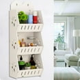 thumbnail image 1 of Wall Mounted Bathroom Storage Rack, 3-Tier Organizer with Hanging Rings, Space Saving PVC Shelf for Shower, Laundry Room, and Small Spaces to Store Toiletries Efficiently, 1 of 6