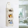 thumbnail image 1 of Wall Mounted Bathroom Storage Rack, 3-Tier Organizer with Hanging Rings, Space Saving PVC Shelf for Shower, Laundry Room, and Small Spaces to Store Toiletries Efficiently, 1 of 6