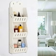 thumbnail image 1 of Wall Mounted Bathroom Storage Rack, 3-Tier Organizer with Hanging Rings, Space Saving PVC Shelf for Shower, Laundry Room, and Small Spaces to Store Toiletries Efficiently, 1 of 6