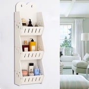 Wall Mounted Bathroom Storage Rack, 3-Tier Organizer with Hanging Rings, Space Saving PVC Shelf for Shower, Laundry Room, and Small Spaces to Store Toiletries Efficiently