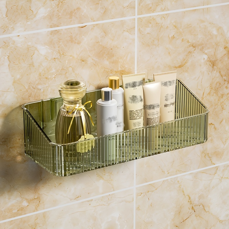 Wall Mounted Bathroom Storage Rack, Plastic Hanging Shelf Organizer ...