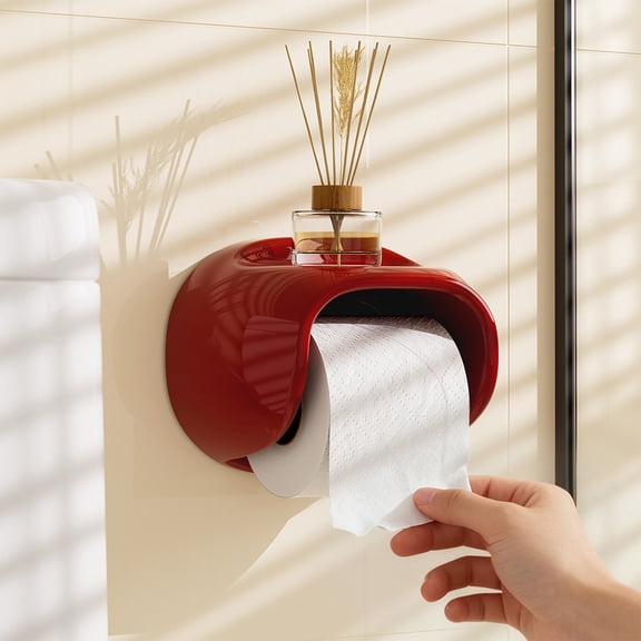 Wall Mounted Bathroom Toilet Paper Holder – Waterproof, Easy-Access Storage Box with Top Shelf, Modern Space-Saving Design