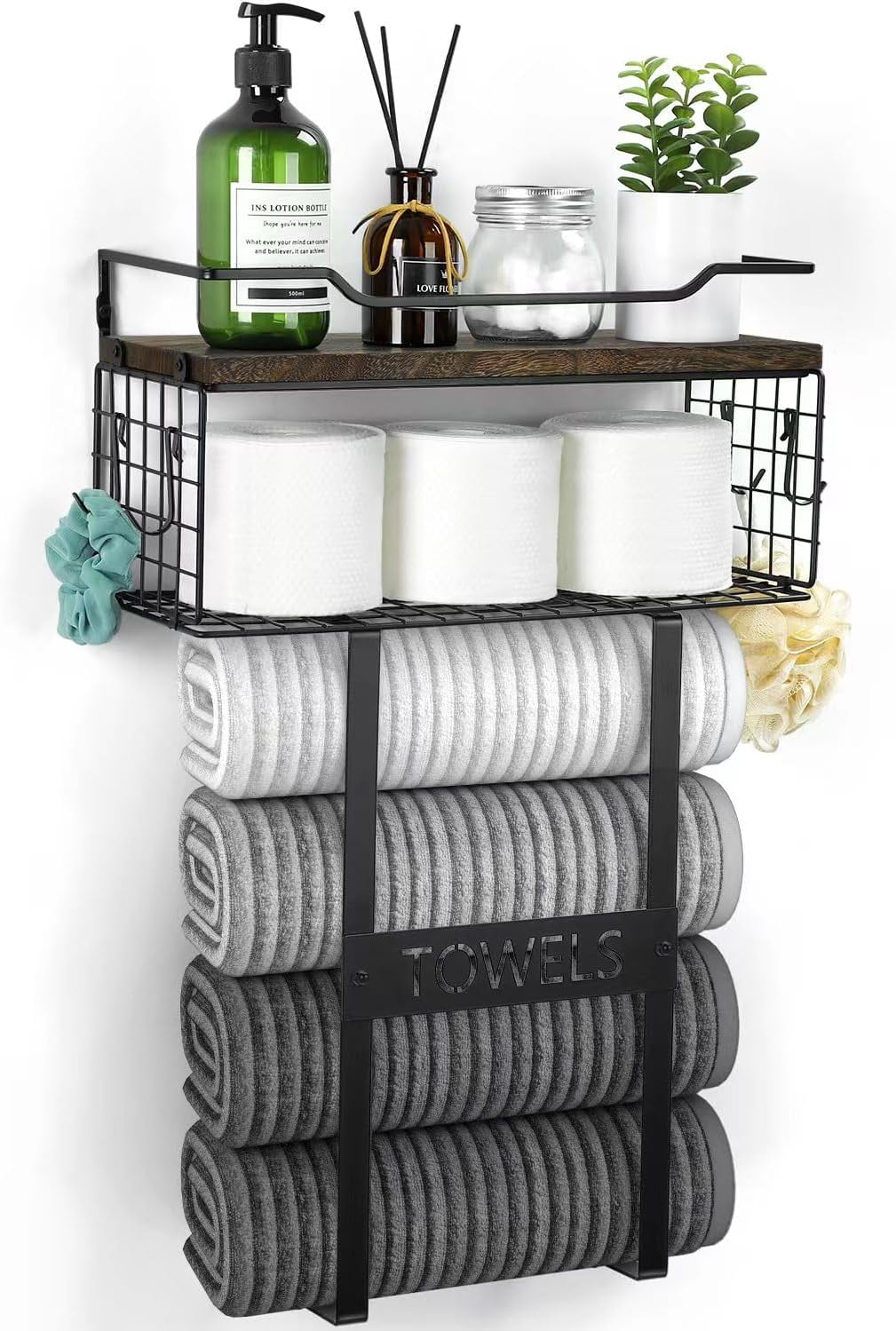 Wall Mounted Bathroom Towel Racks - Bath Wall Holder Set for Above ...