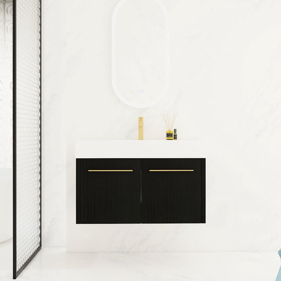 Wall-Mounted Bathroom Vanity 36 Inch | Modern Bathroom Vanity with Sink | Resin Basin for a Different Look | Durable and Easy to Maintain