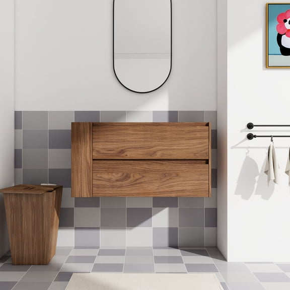 Wall Mounted Bathroom Vanity | Adjustable Shelves and Soft Close Drawers | Bathroom Storage Solution