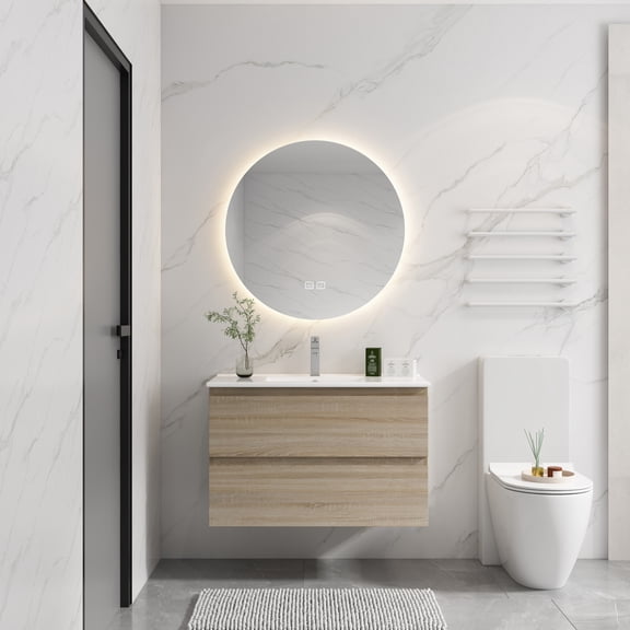 Wall-Mounted Bathroom Vanity | Ample Storage in Soft-Close Drawers | Simple Log Line Design for Guest Room | Durable and Eco-Friendly Plywood