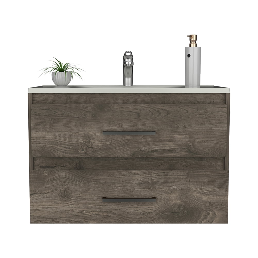 Wall-Mounted Bathroom Vanity Set – Water-Resistant MDF & Solid Wood ...