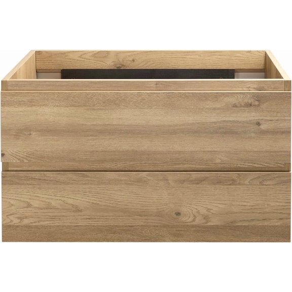Wall-Mounted Bathroom Vanity with 2 Soft-Close Drawers Moisture-Resistant MDF, Space-Saving Design for Modern Bathrooms (Nature Without Sink, 30)