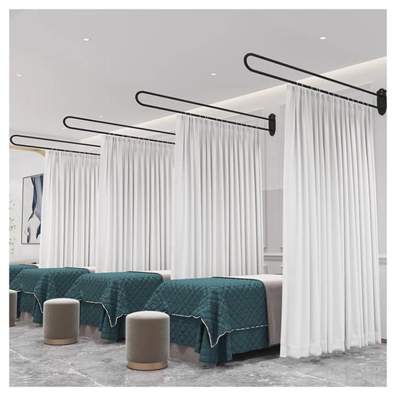 Wall Mounted Beauty Salon Partition Curtain,U-Shaped Support Rod Privacy Curtain Translucent,Privacy Screen Room Divider for Fitting Room Bedroom SPA Lounge