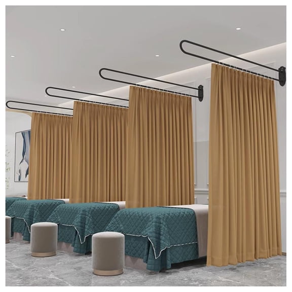 Wall Mounted Beauty Salon Partition Curtain,U-Shaped Support Rod Privacy Curtain Translucent,Privacy Screen Room Divider for Fitting Room Bedroom SPA Lounge