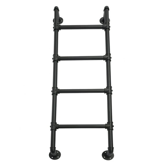 Wall-Mounted Bed Ladder, 4-Step Bedroom Ladder, Basement Window Well Egress Ladder, Loft Steps Bunk Ladder Stairs for Attic Dorm RV Camper Library Deck