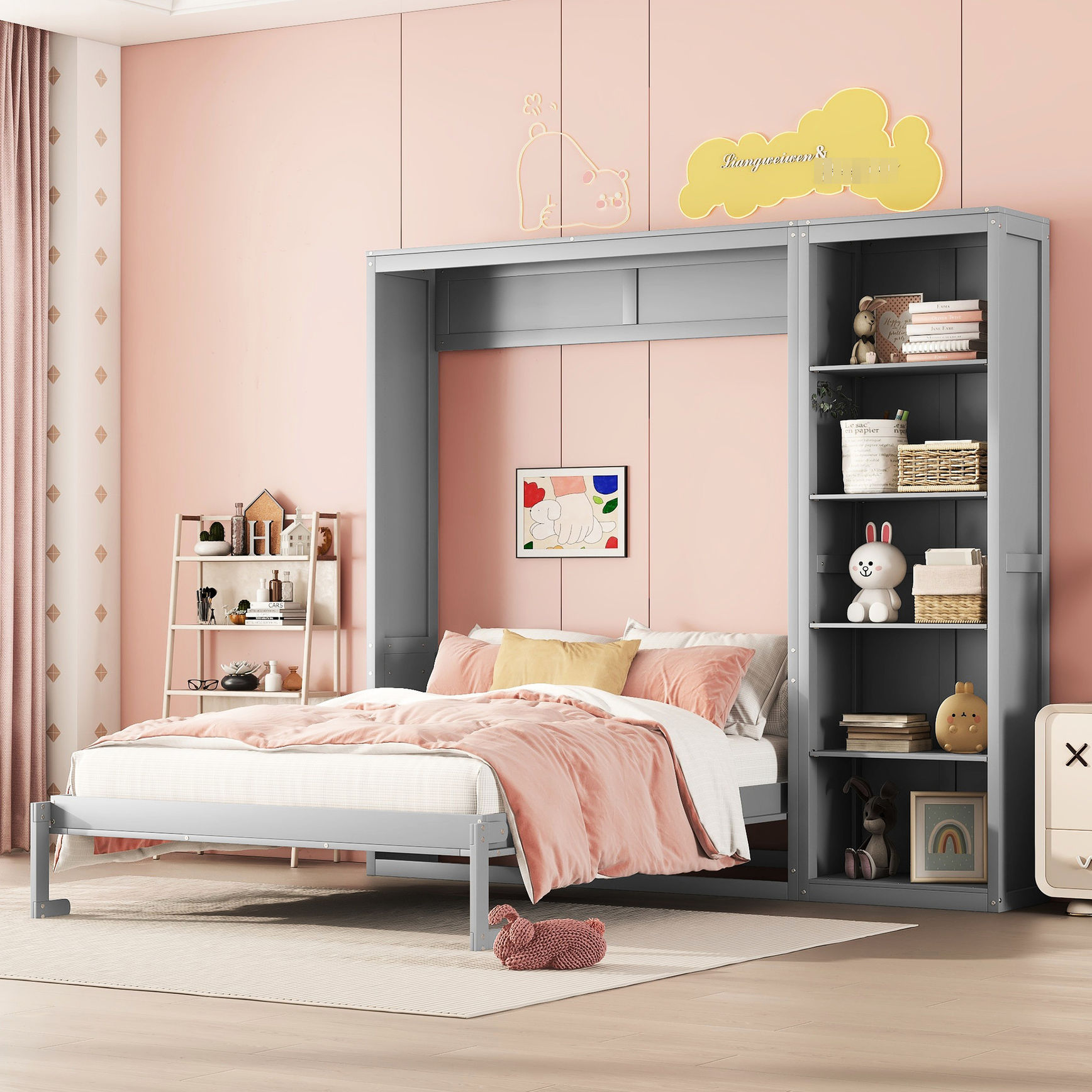 Curated visual reference: Fresh Look at Wall Mounted Bed With Shelf Full White Gray Five