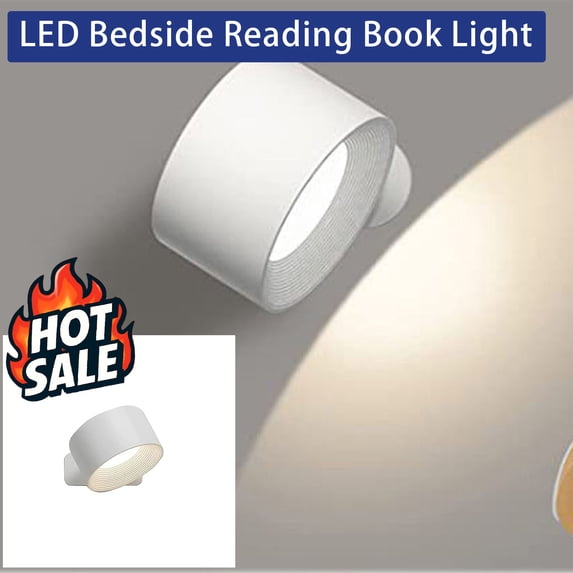 Wall Mounted Bedside Lamps – LED Wall Light with Magnetic Mount,USB Rechargeable,Adjustable Brightness,360° Rotatable,Battery Powered for Bedside & Reading Areas