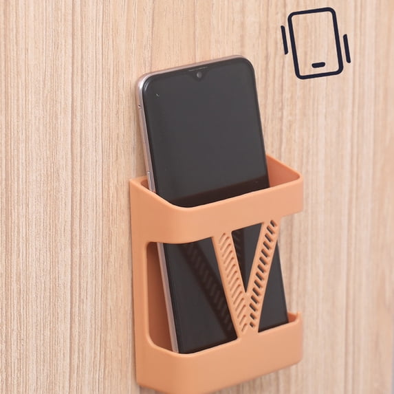 Wall Mounted Bedside Phone Holder with Adhesive, No Drill Phone Charging Shelf Organizer, Multifunction Mobile Stand for Bedroom Office Kitchen Travel Use
