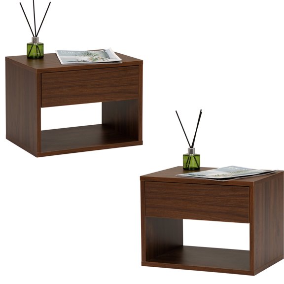 Wall - Mounted Bedside Tables in Walnut / Effective Space Utilization for Tidiness