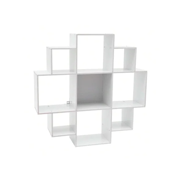 Wall Mounted Book Shelf, 3-Tier Floating Shelf Bookcase Bookshelf With 9 Compartments, Wall Storage Shelves Floating Cube Shelves For Living Room Home Office