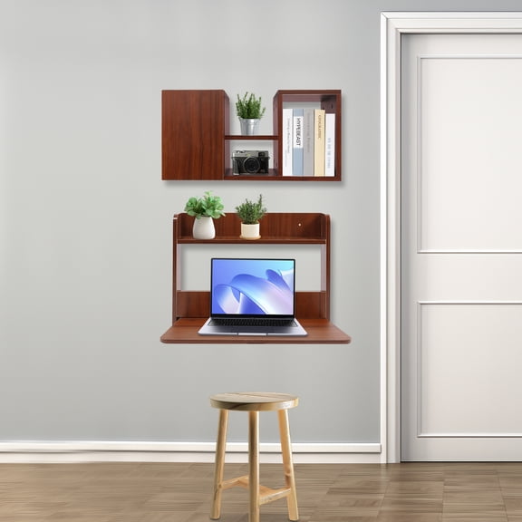 Wall Mounted Bookshelf, Folding Space Saving Wall Mounted Table, Fold Down Laptop Desk Used In The Home, Living Room, Office, Study