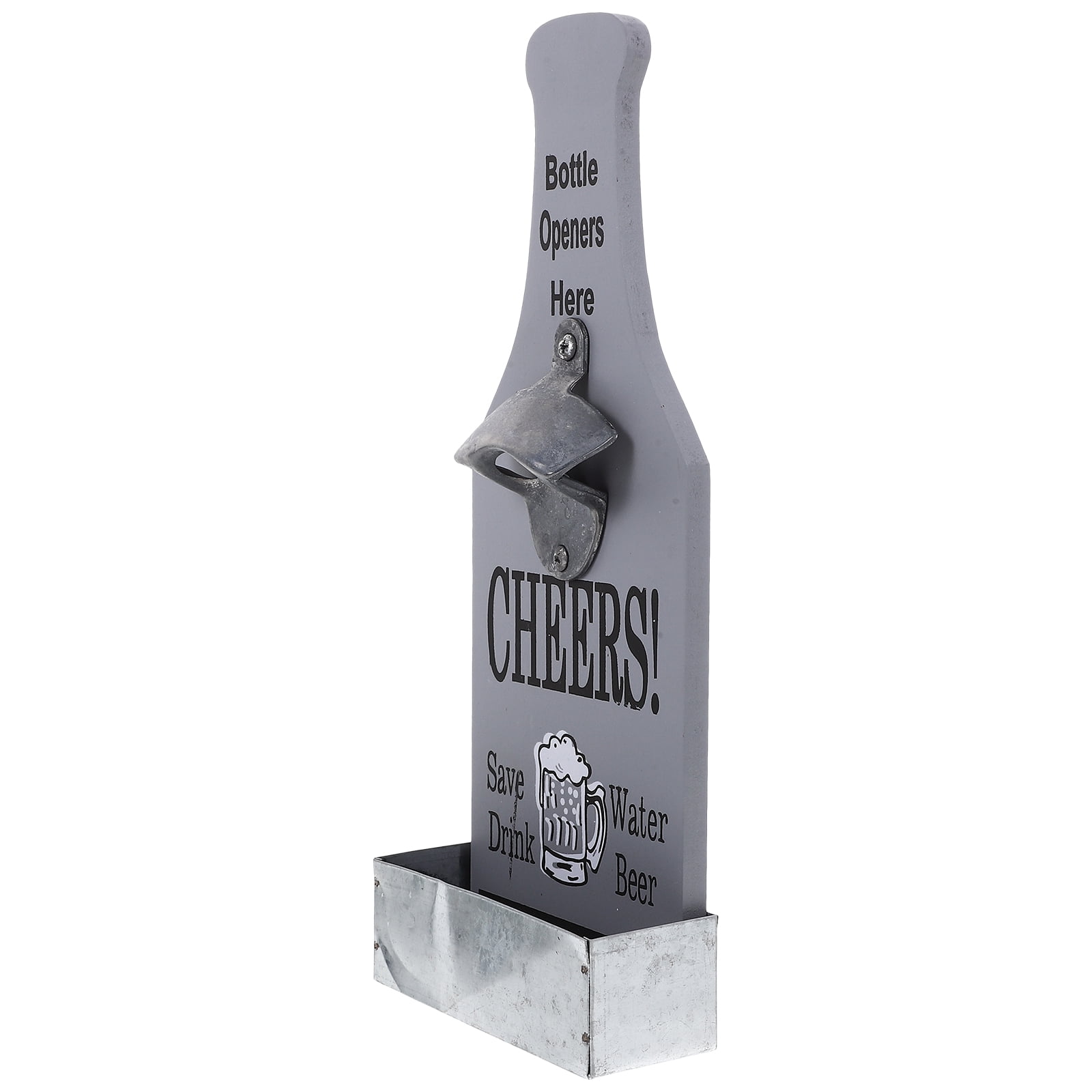 Stainless Steel Wall Mounted Bottle Opener And Cap Catcher Set For