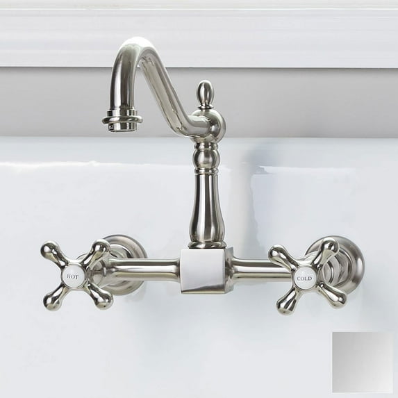 Wall Mounted Bridge Kitchen Faucet with Cross Handles