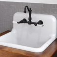 thumbnail image 1 of Wall Mounted Bridge Kitchen Faucet with Porcelain Lever Handles - 7 Inch Spout Reach, 1 of 2