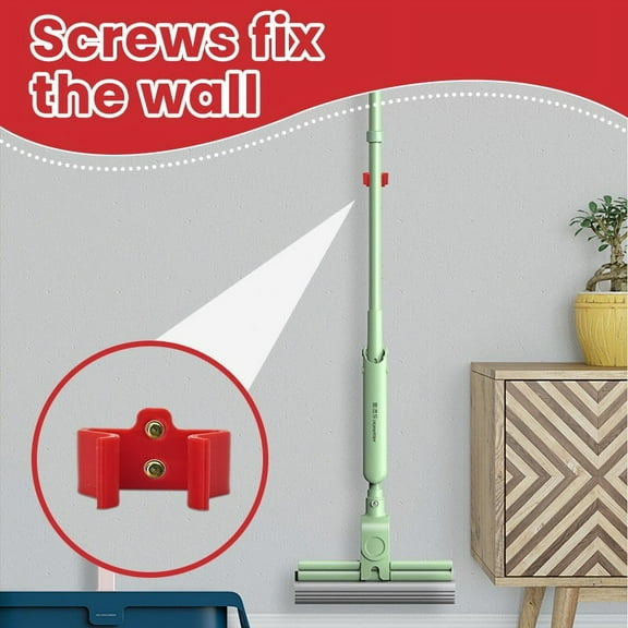 Wall Mounted Broom Holder and Organizer, Heavy-duty Plastic Rack, Wall Mount Storage for Kitchen, Laundry Room, and Garage, White, by FAJHHA