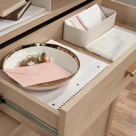 Wall-Mounted Brown Library Hutch Multipurpose Organizer with Open Shelves & Enclosed Drawer Perfect for Home Library Study