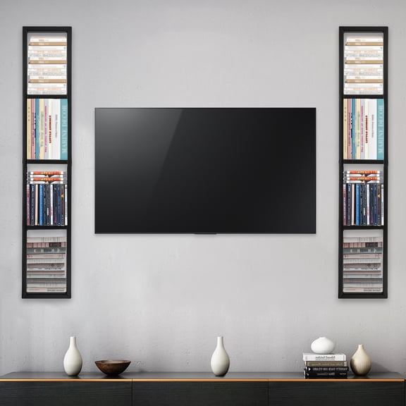 Wall-Mounted CD/DVD Rack Sturdy Iron, Large Capacity, Floating Shelf for Video Games, Movies, Books Rustic & Modern Design, Easy Installation