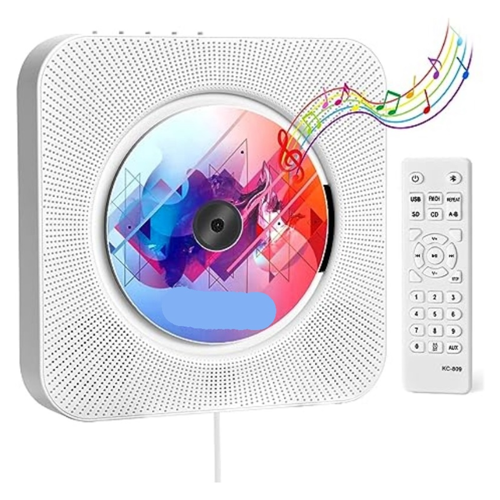 Wall Mounted CD Player with LCD Screen, Home Infrared Remote Control