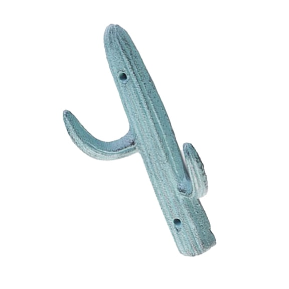 Wall Mounted Cactus Shaped Double Hook Sturdy Iron Coat Hanger for Entryway or Bathroom Easy Installation Towel Hook