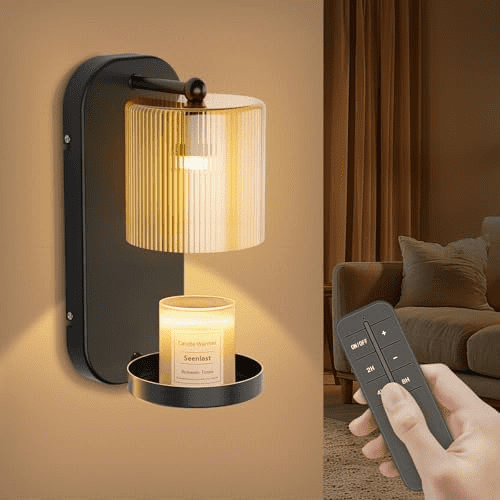 Wall Mounted Candle Warmer Lamp with Remote Control, Timer & Dimmer, Flameless Wax Melt Warmer for Jar Candles, Metal Wall Sconce for Home Fragrance & Decorative Lighting