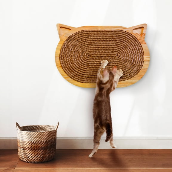 Wall Mounted Cat Scratcher Pad, Pine Wood and Sisal Rope, Indoor Cat Furniture
