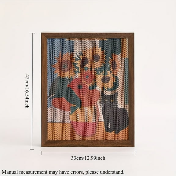 Wall-Mounted Cat Scratching Post - Durable Cardboard w/ Sunflower Art - Scratch-Resistant for Indoor Cats (Modern Home Decor)