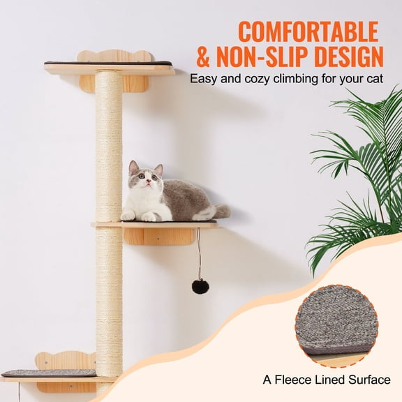 Wall-Mounted Cat Tree Shelves with Perch | Tree-Shaped Climbing Furniture Set for Cats