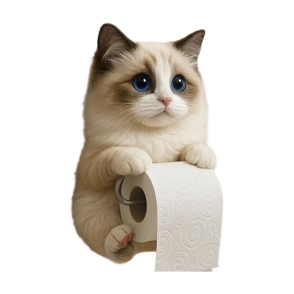 Wall Mounted Cats Toilet Paper Holder Organizers With Resin Construction Space Saving Design For Small Bathrooms Easy Setups