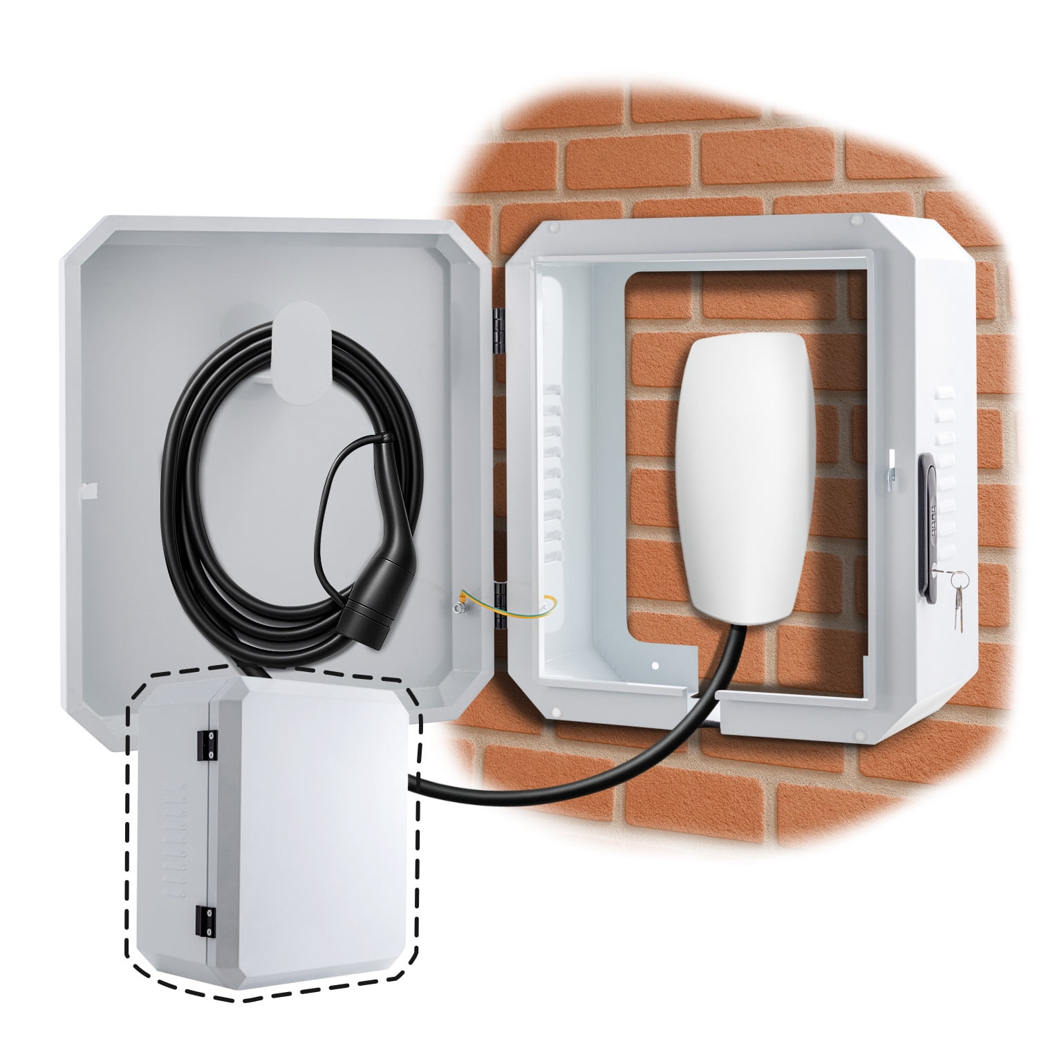 Wall-Mounted Charging Station Box for EV Car Charger Including Tesla ...