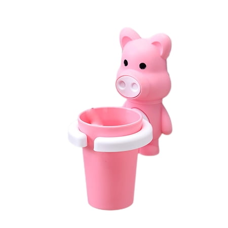 Wall Mounted Children Toothbrush Holder Punch Free for, Travel Kid Children Pink