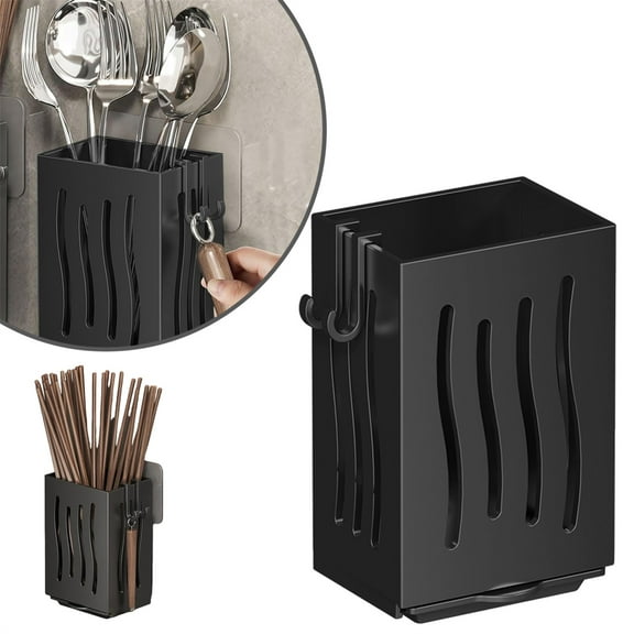 Wall Mounted Chopstick & Cutlery Holder, Hanging Utensil Storage Rack for Spoons and Flatware, Keeps Utensils Dry and Organized - kitchen storage, wall cutlery rack,A,1PC,Kitecy