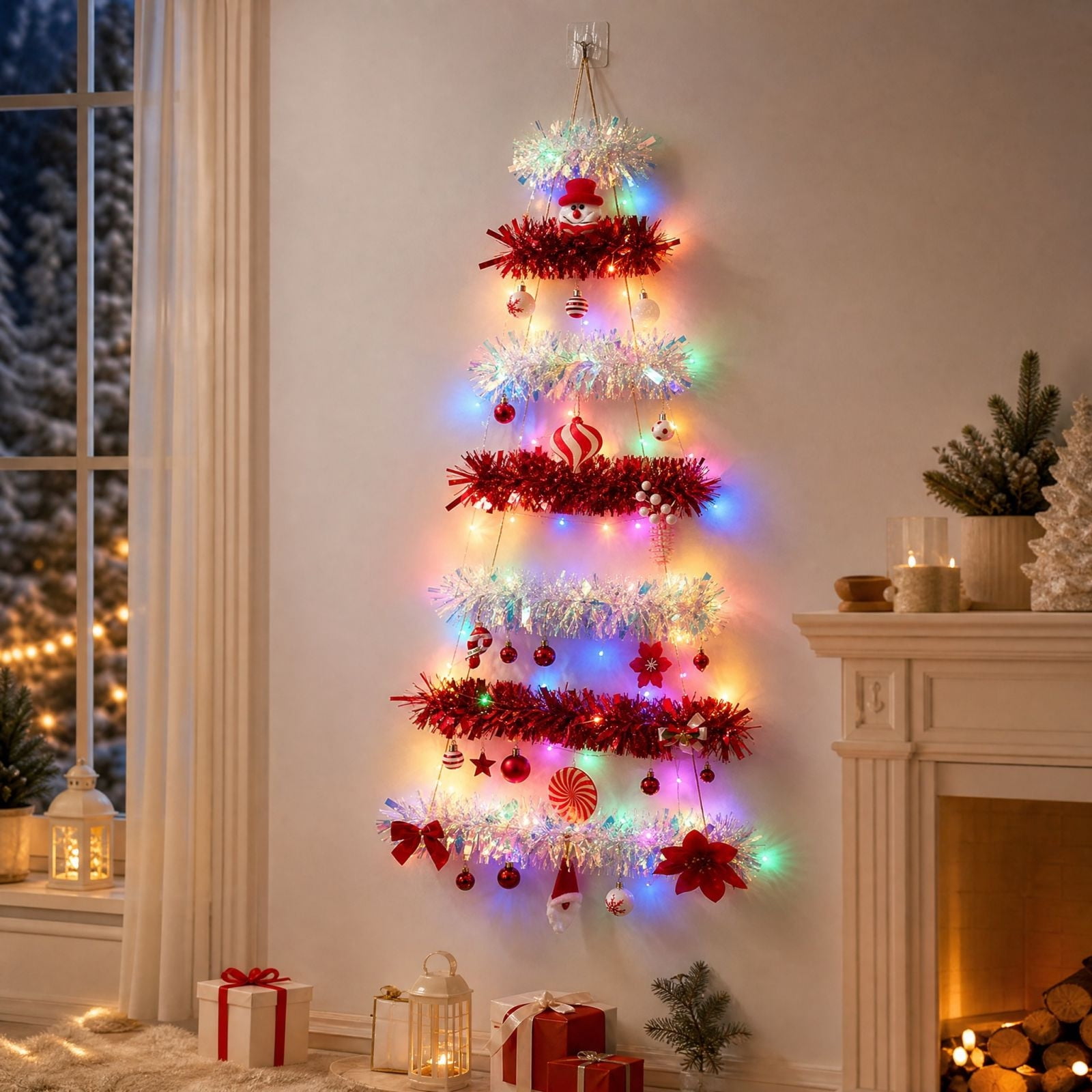 Wall Mounted Christmas Tree with Lighted, Wall Hanging Christmas Tree ...