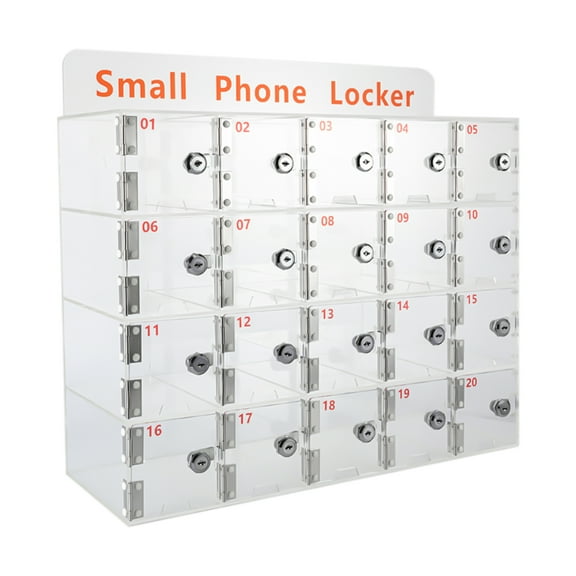 ChicHomey High-Safety Cell Phone Lockers Transparent Acrylic Design 2 Keys Per Slot Easy Item Management Freestanding or Wall-Mounted Durable and Sturdy