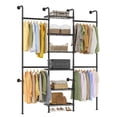 Wall Mounted Closet System, 3-Row Carbon Steel Clothes Rack with 6 Wire ...