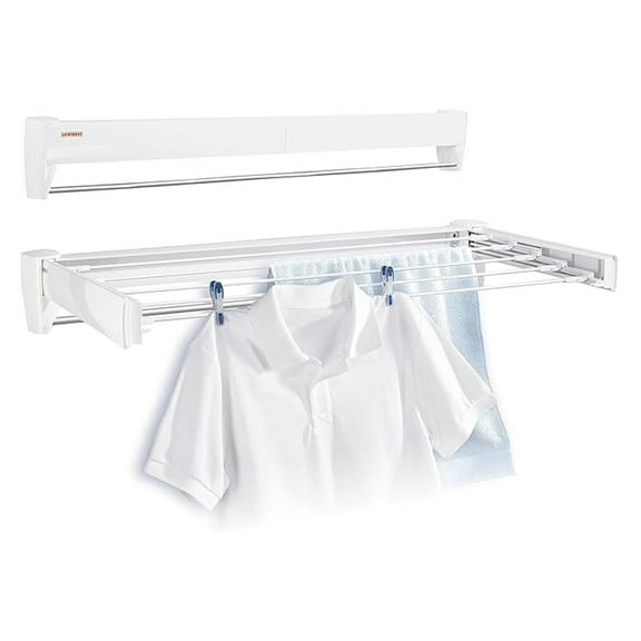 Wall Mounted Clothes Dryer Telefix 70 - White Laundry Rack - Space Saving Folding Drying Rack - 14ft Drying Space - Indoor Outdoor Use - 2 Year Warranty 72 x 37 cm Single