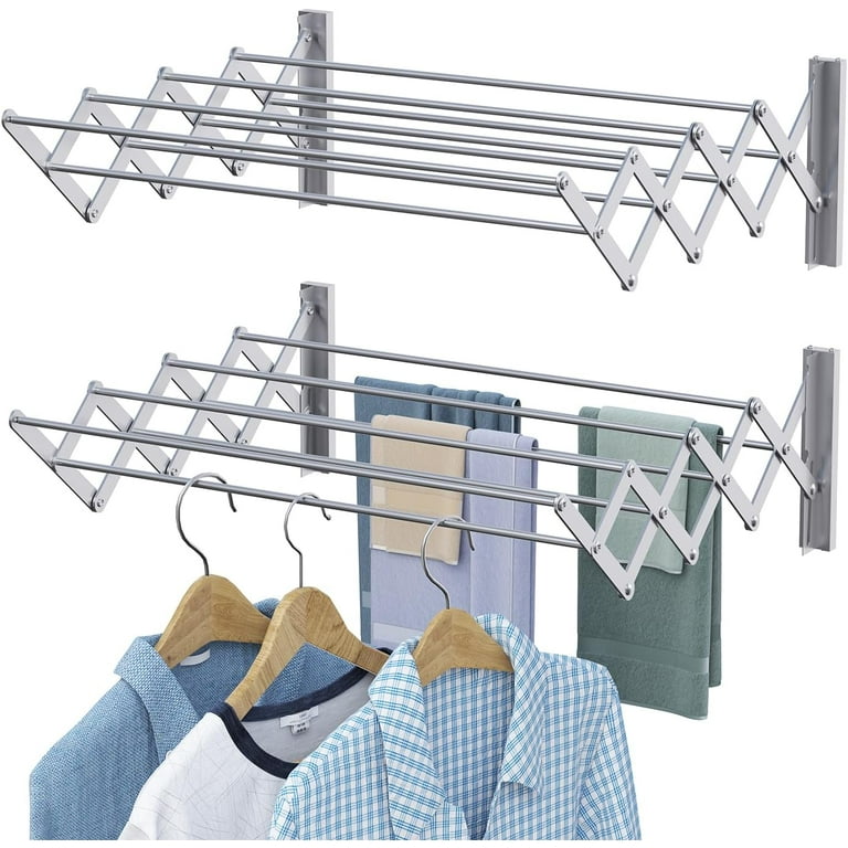 Clothes Drying Rack Set Up Wall-Mounted Drying Rack Foldable