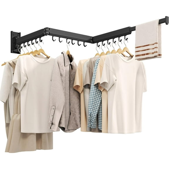 Wall Mounted Clothes Drying Rack, Collapsible Laundry Drying Rack, Retractable Foldable Drying Rack Clothing for Hanging Clothes