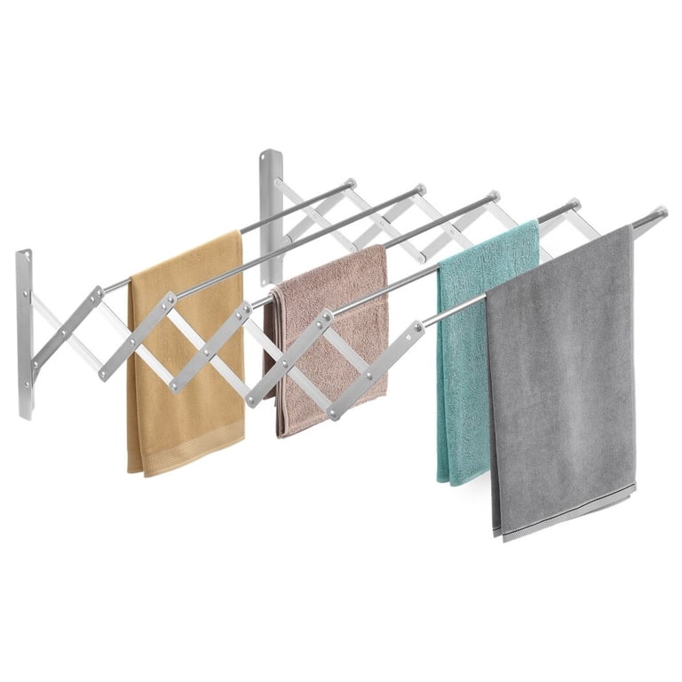 Wall Mounted Retractable Clothes Drying Rack - Foldable, Aluminum, For Balcony, Bathroom, Laundry Room