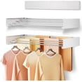 thumbnail image 1 of Wall Mounted Clothes Drying Rack Folding Indoor, Foldable Laundry Drying Rack Collapsible,Invisible, Space Saving, Retractable Towel Drying Rack (5 Drying Rods, White 32"), 1 of 10