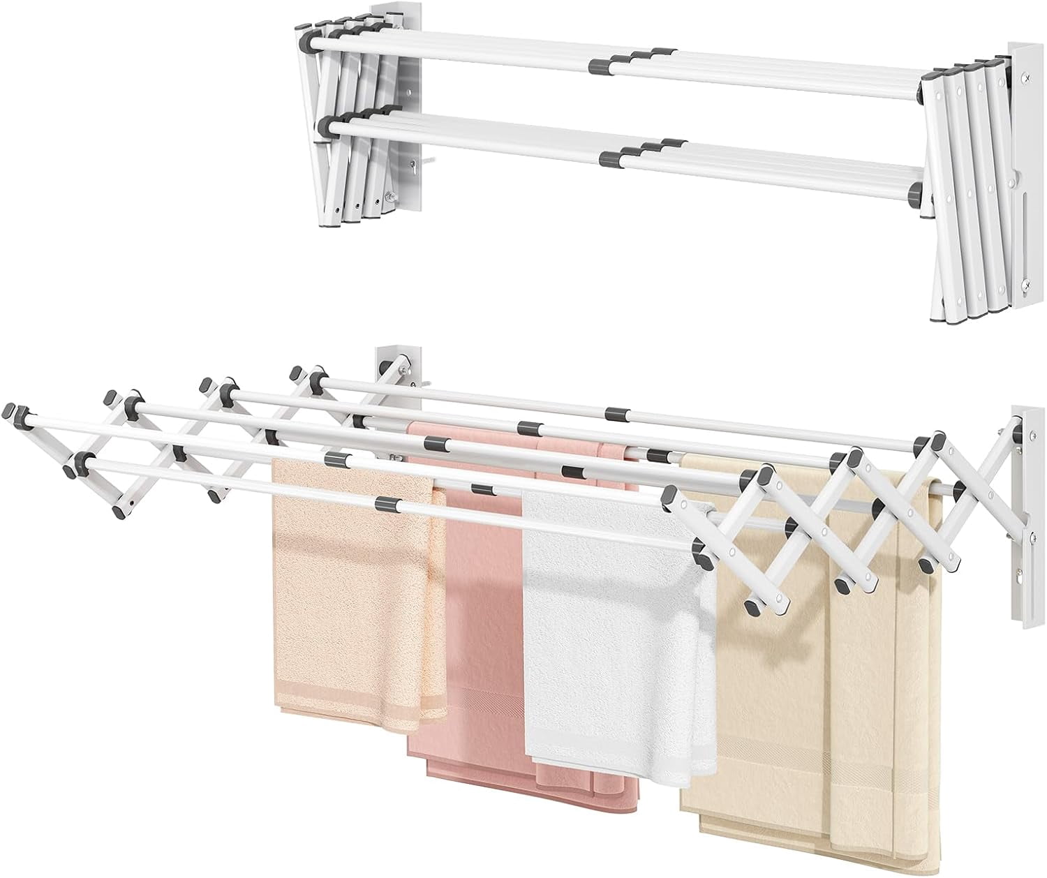 Wall Mounted Clothes Drying Rack Retractable, Towel Racks for Bathroom ...