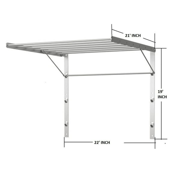 Wall Mounted Clothes Drying Rack Stainless Steel Space Saving Folding Adjustable Collapsible (22Wx21Dx19H)