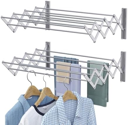 Wall Mounted Clothes Drying Rack, Wide Large Rustproof Retractable ...